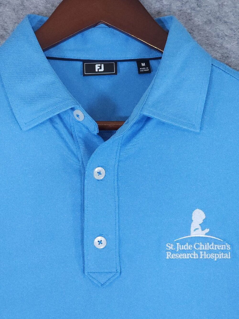 FootJoy ProDry Golf Polo Shirt Medium Blue St Jude Childrens Hospital Stretch